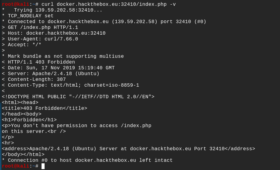 terminal curl command result