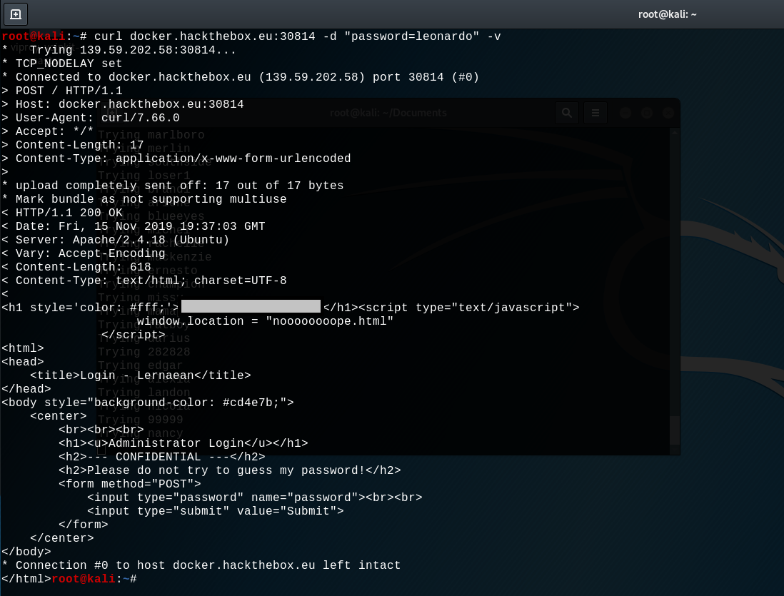 terminal final result